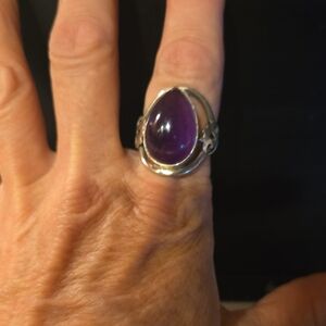 Silver and Purple Teardrop Ring